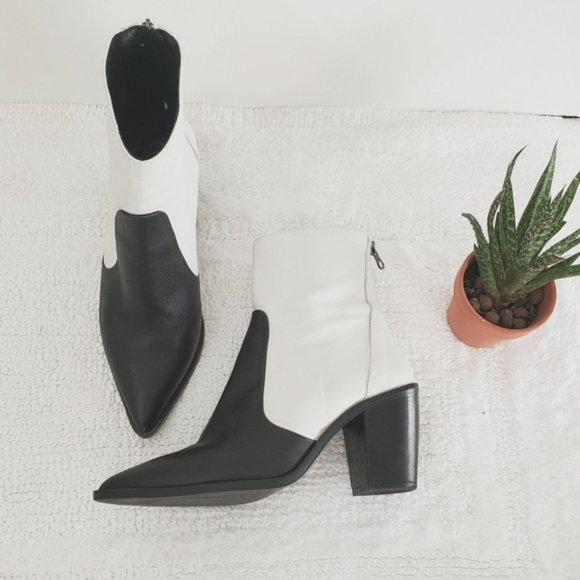 L'INTERVALLE Limited Edition Colour Block Leather Western Cowboy Ankle Boots - Picture 11 of 16